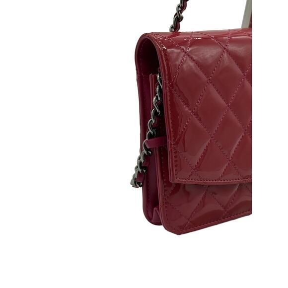 Chanel Patent Quilted Brilliant Wallet On Chain WOC Berry*Gorgeous with COA - Picture 3 of 15